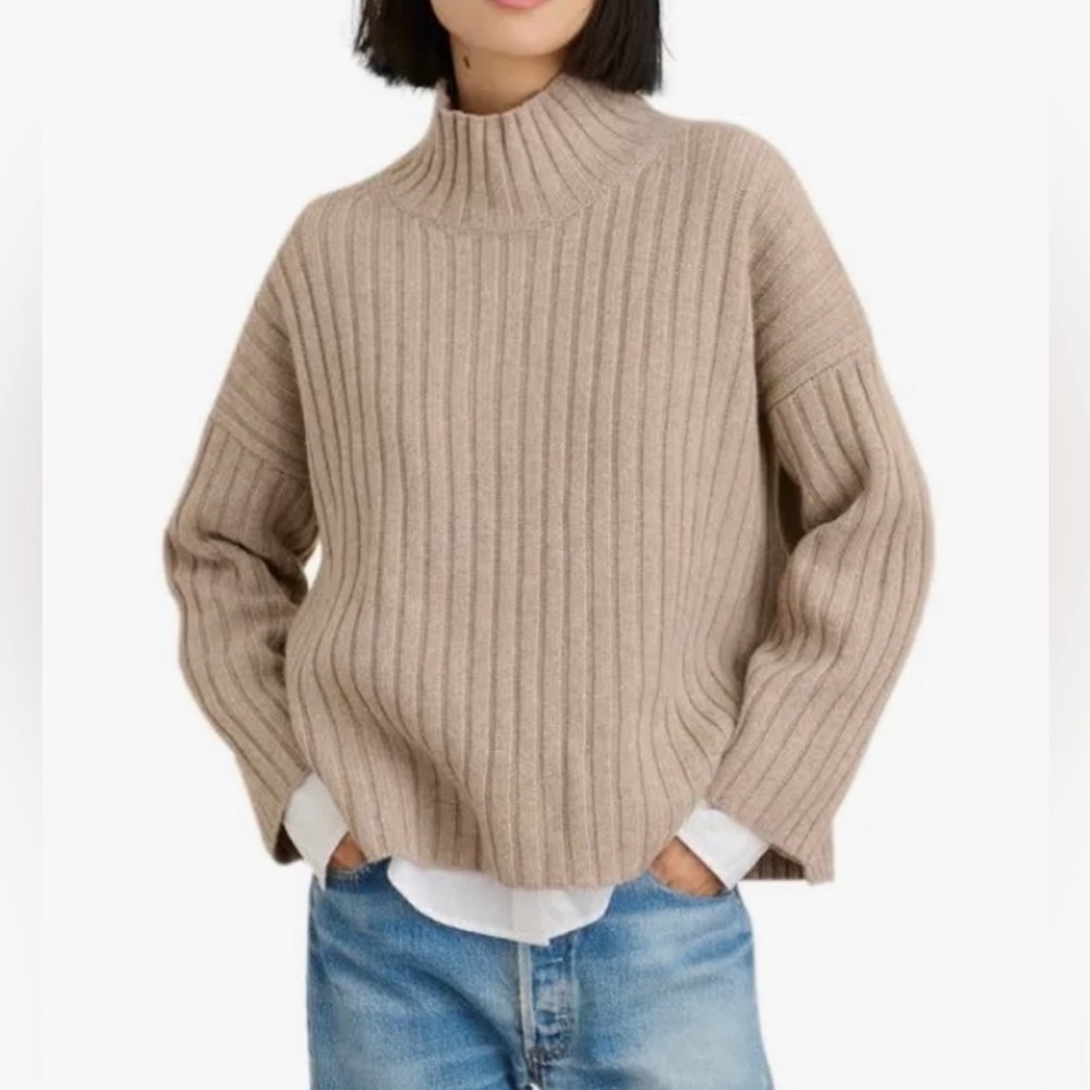 Alex Mill Tan Ribbed Turtleneck Sweater